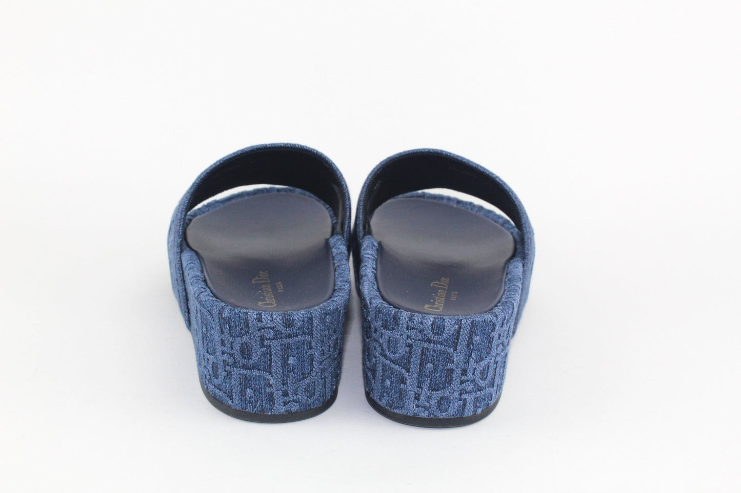 CHRISTIAN DIOR DWAY SLIDES IN OBLIQUE EMBROIDERED DENIM