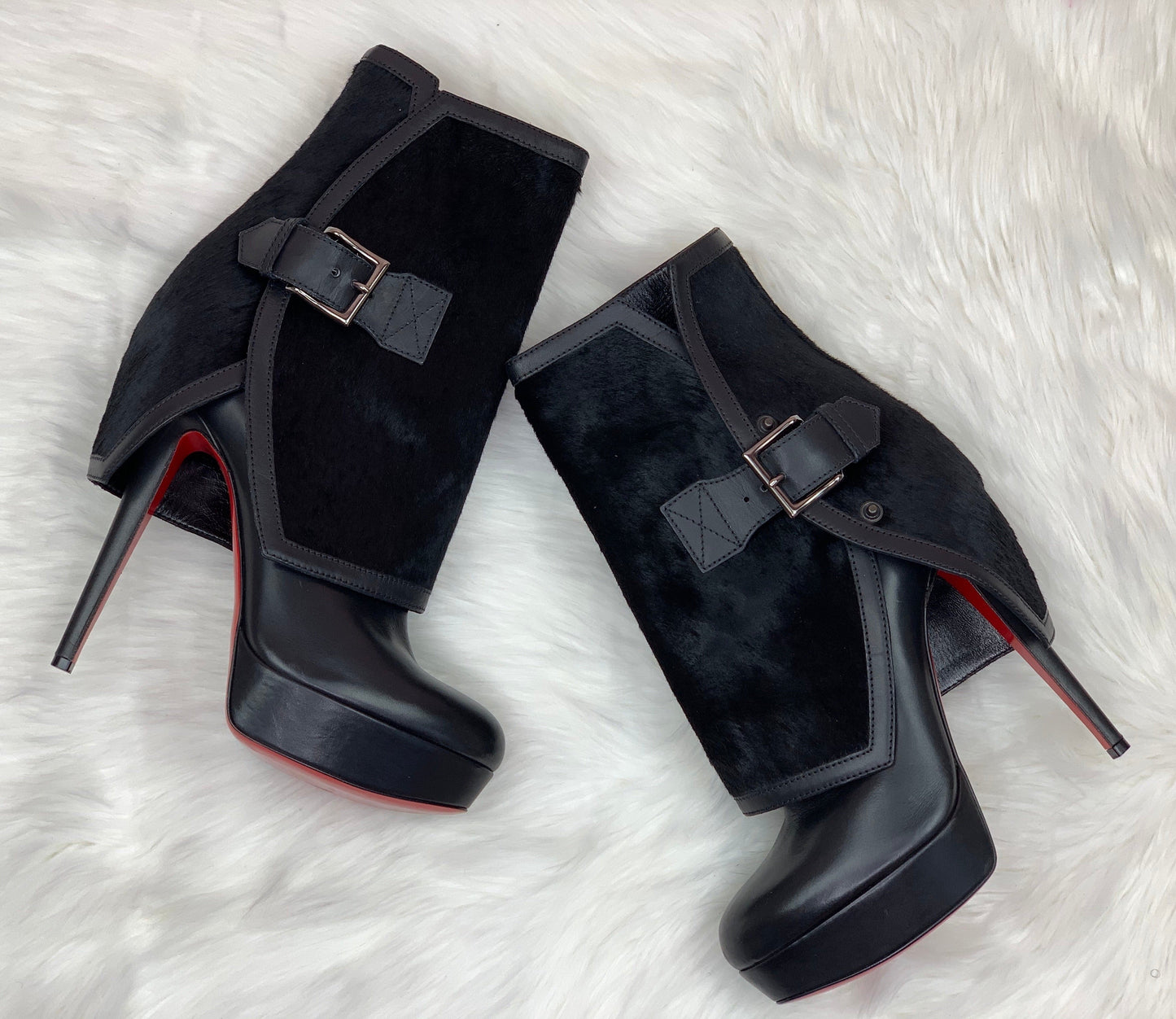 CHRISTIAN LOUBOUTIN BLACK ARMONY 140MM BOOTS