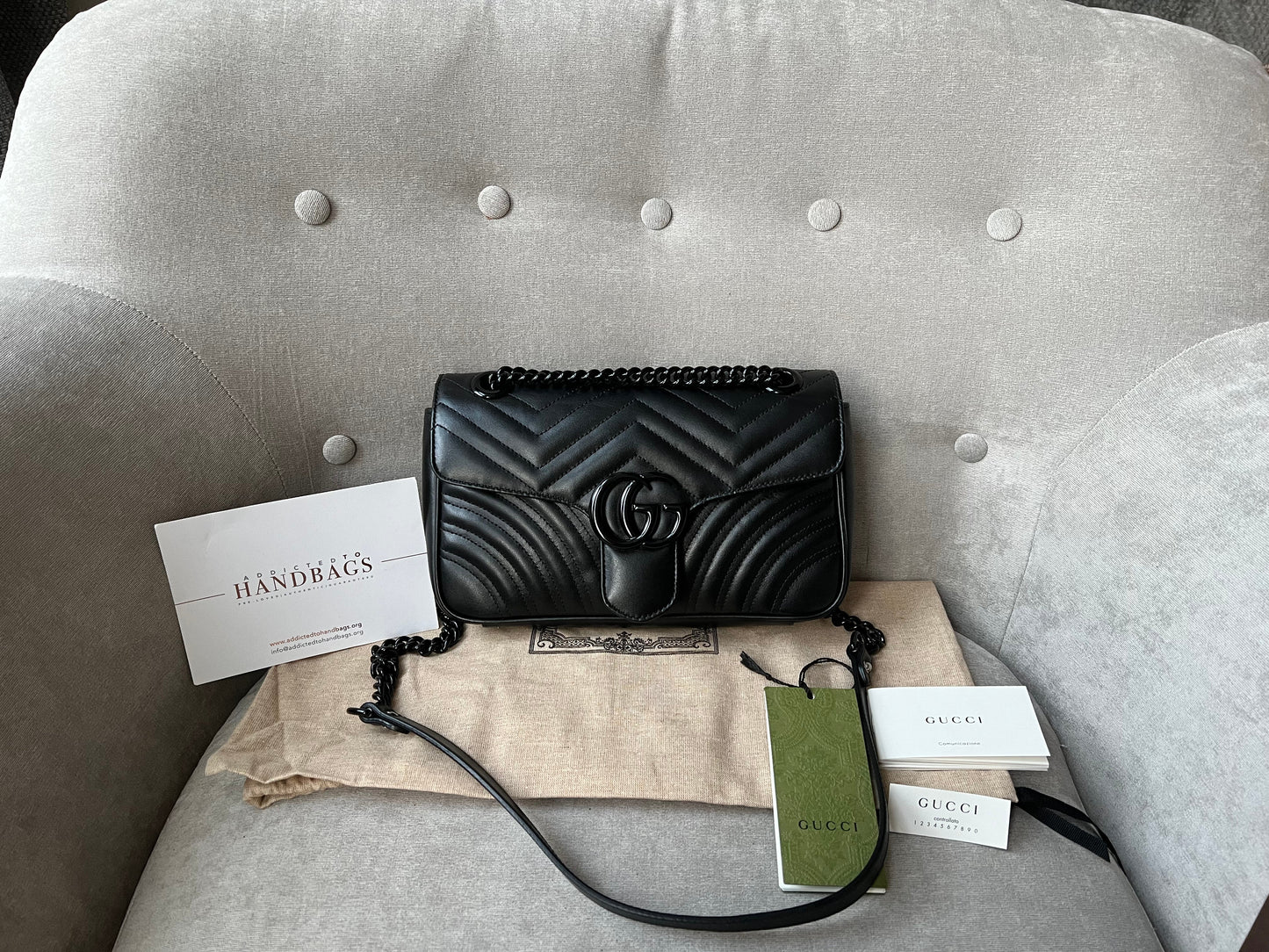 Luxury Gucci GG Black Marmont Small Shoulder Bag ( 1800)