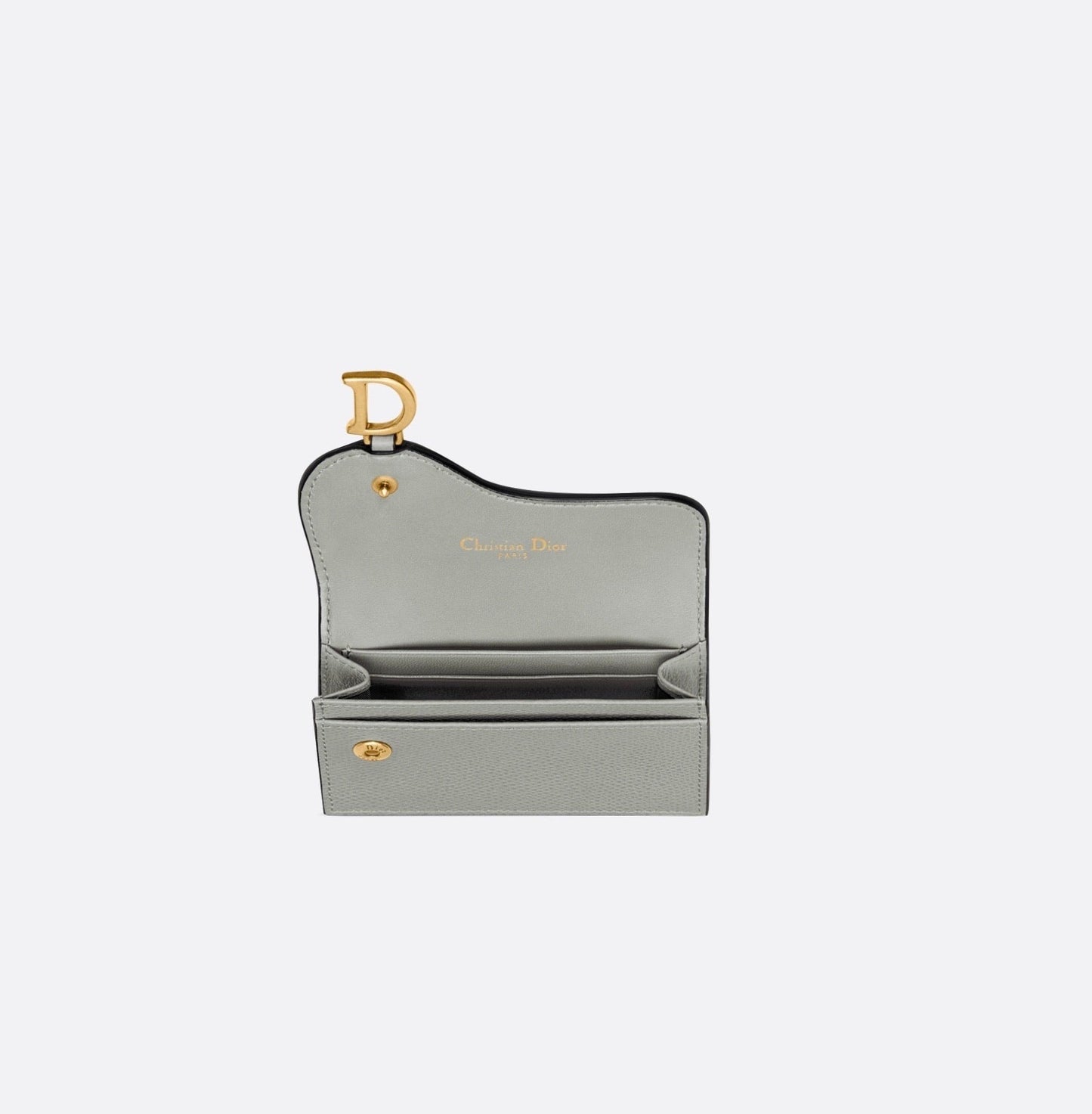 DIOR SADDLE FLAP CARD HOLDER GRAY