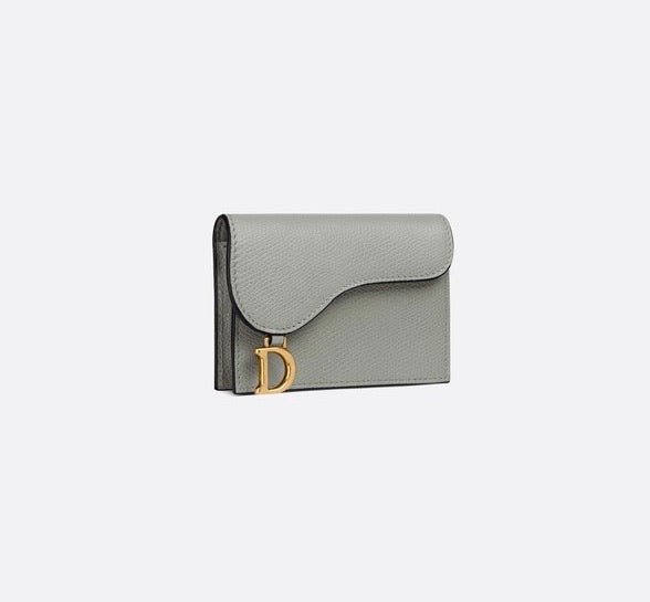 DIOR SADDLE FLAP CARD HOLDER GRAY