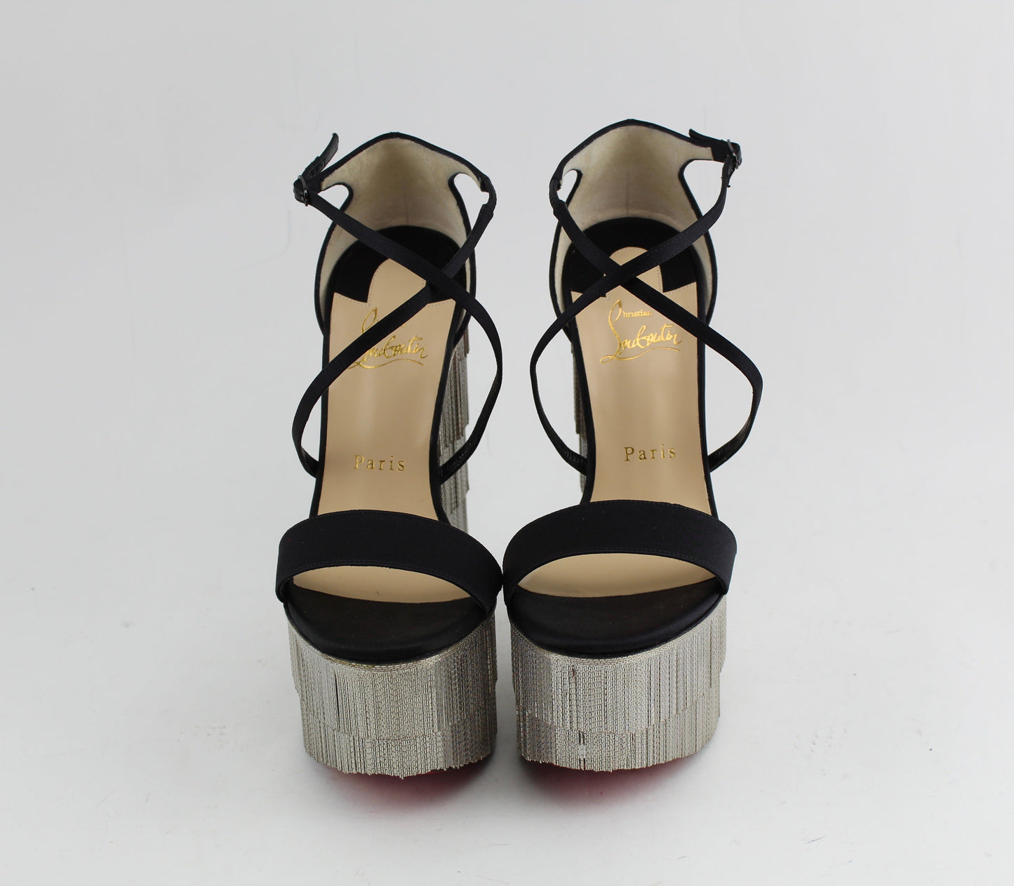 CHRISTIAN LOUBOUTIN FOXTROTTISSIMA CREPE SATIN size 37