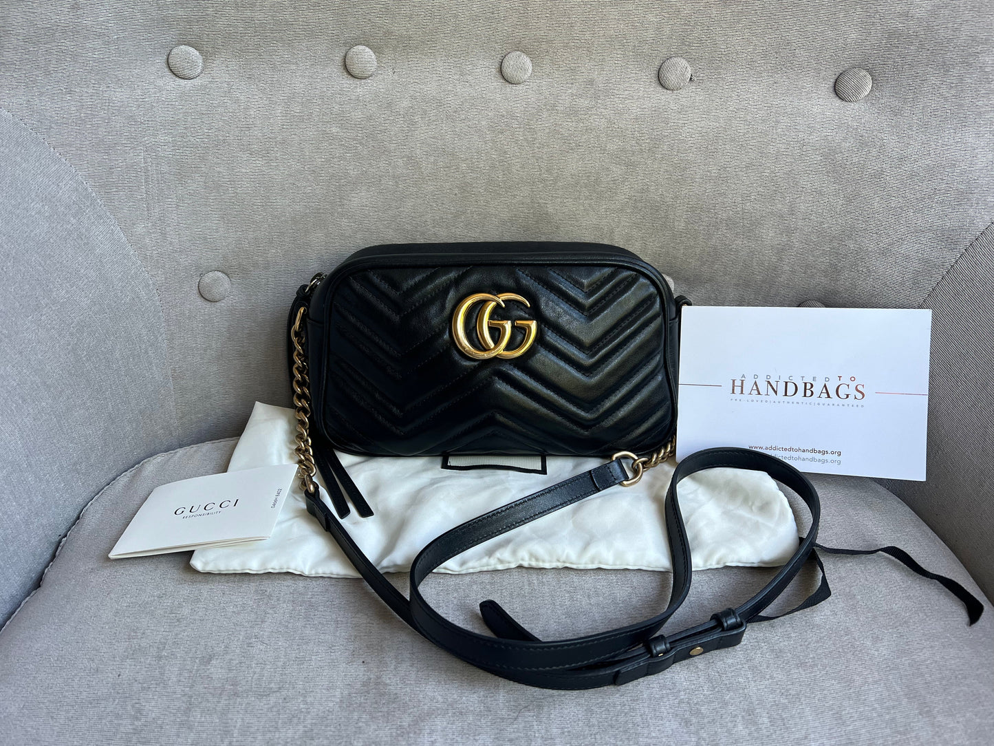 Luxury Gucci GG Black Marmont Small Shoulder Bag