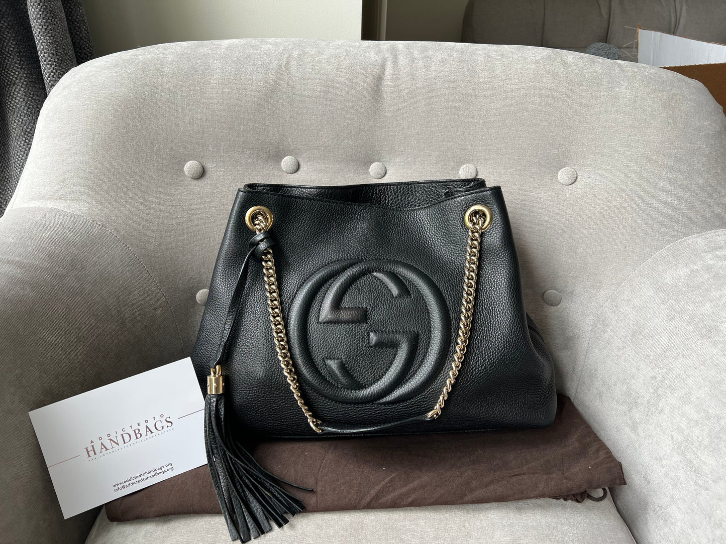 Luxury Gucci Trending 2025 Black Soho Chain Tote