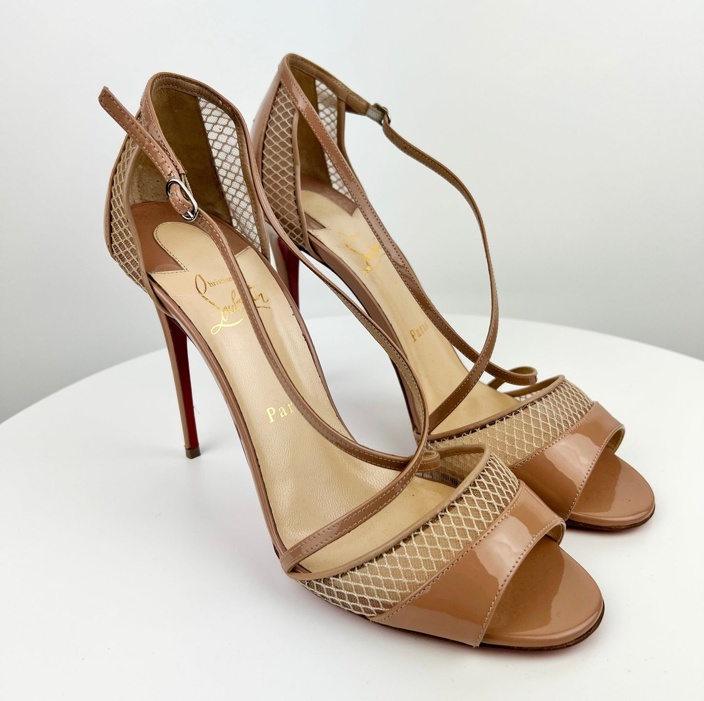 Christian Louboutin Slikova 100 Patent/ Rete Mini Resille/ Kid