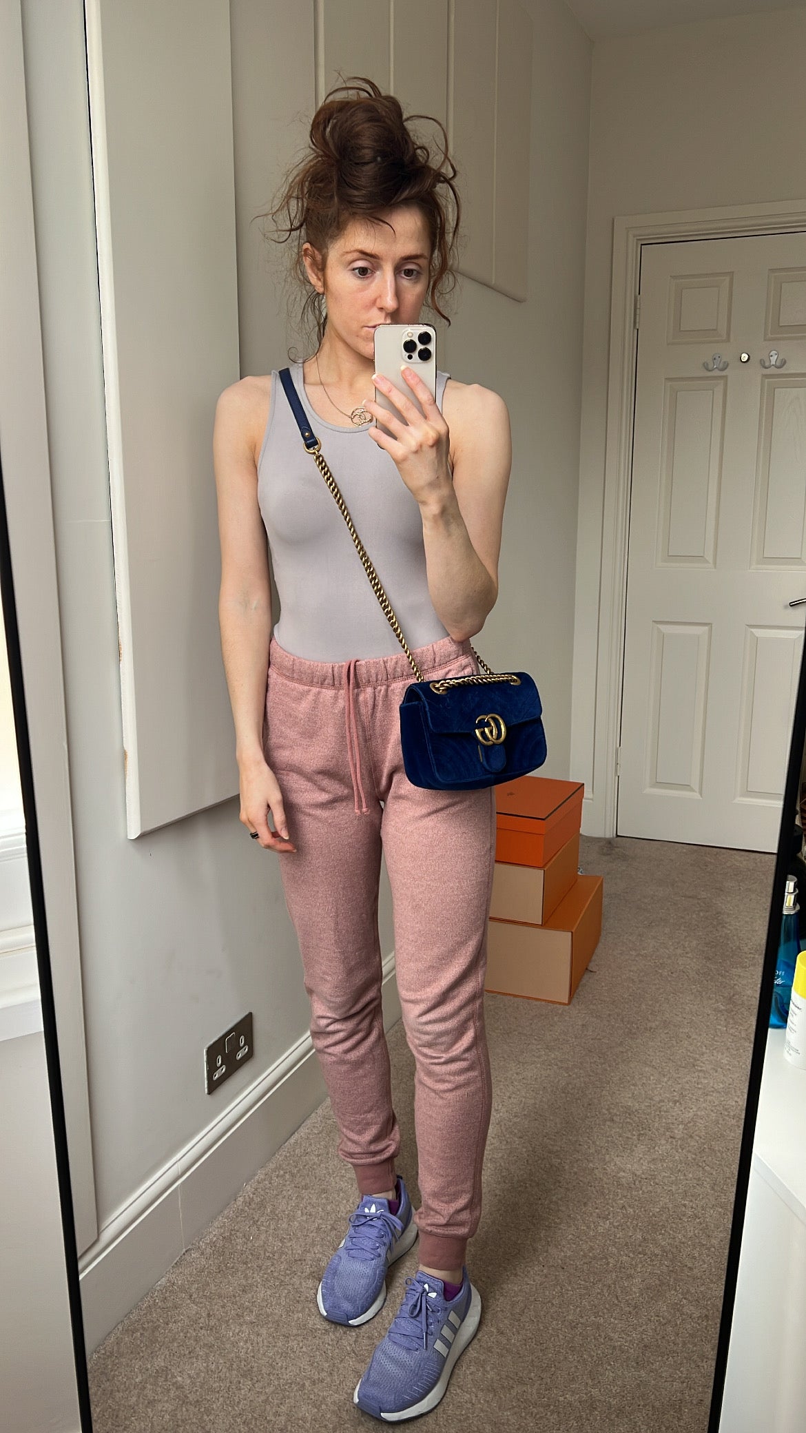 Luxury Gucci GG Blue Velvet Marmont Mini Shoulder Bag ( 1295)