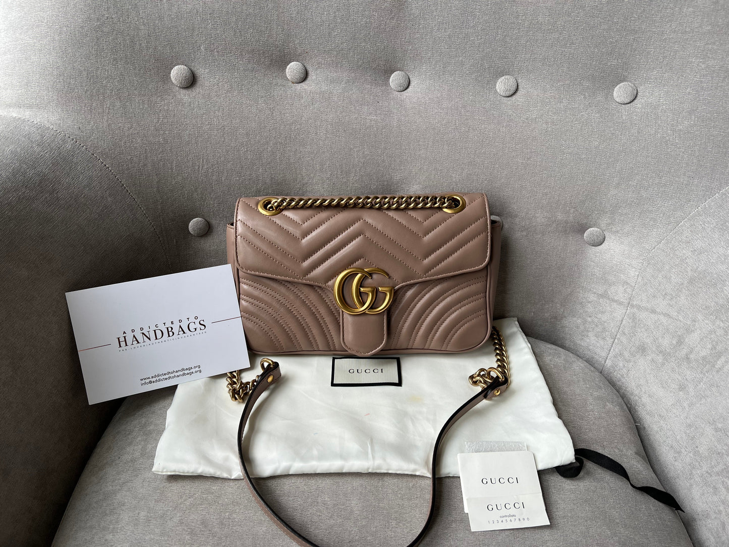 Luxury Gucci GG Dusty Pink Marmont Small Shoulder Bag ( 1800)