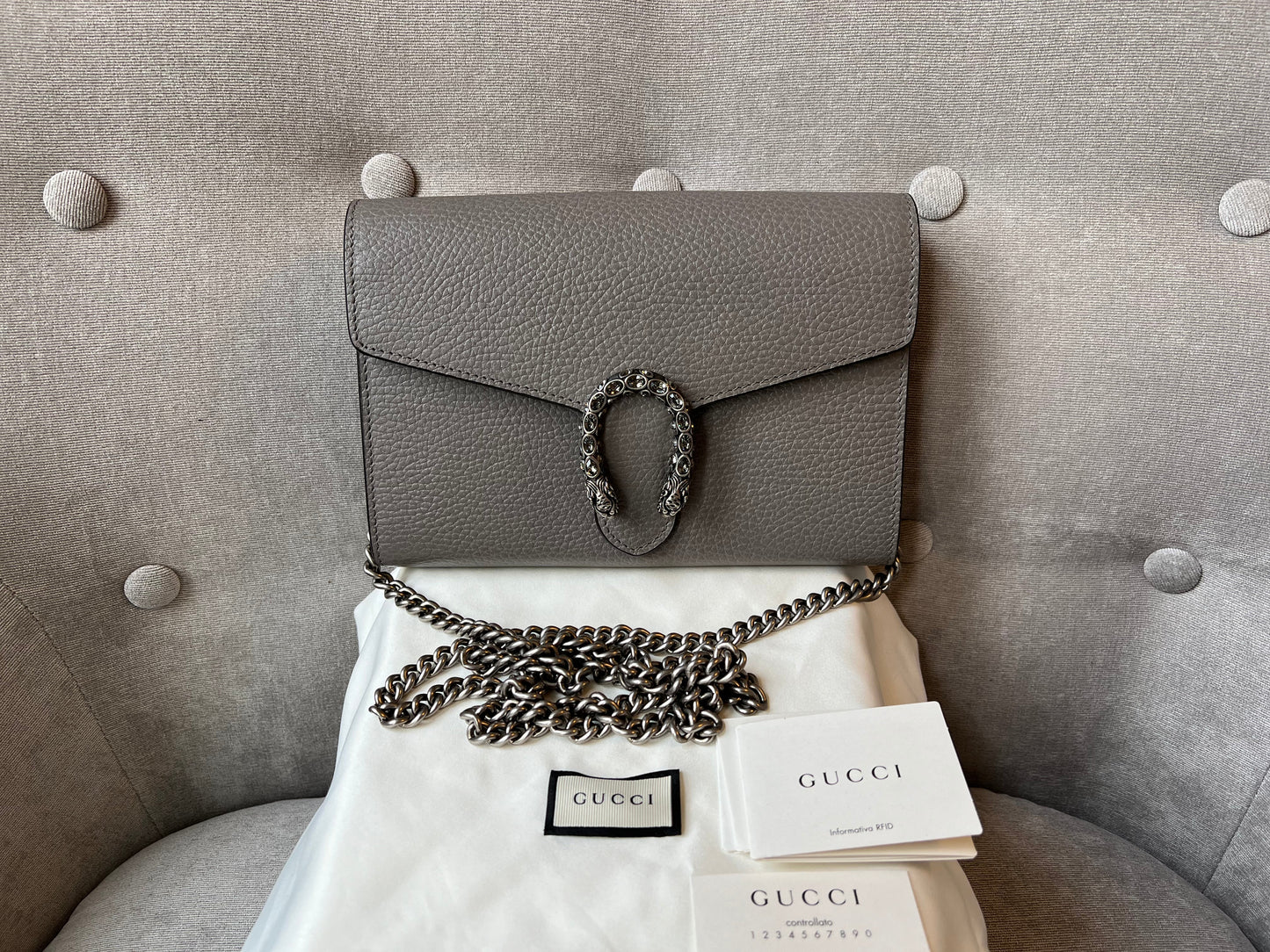 Luxury Gucci Dionysus Grey Mini Chain Bag ( 1340)