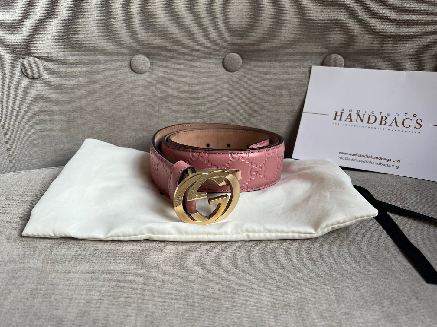 Luxury Gucci Pink Guccissima Wide Belt