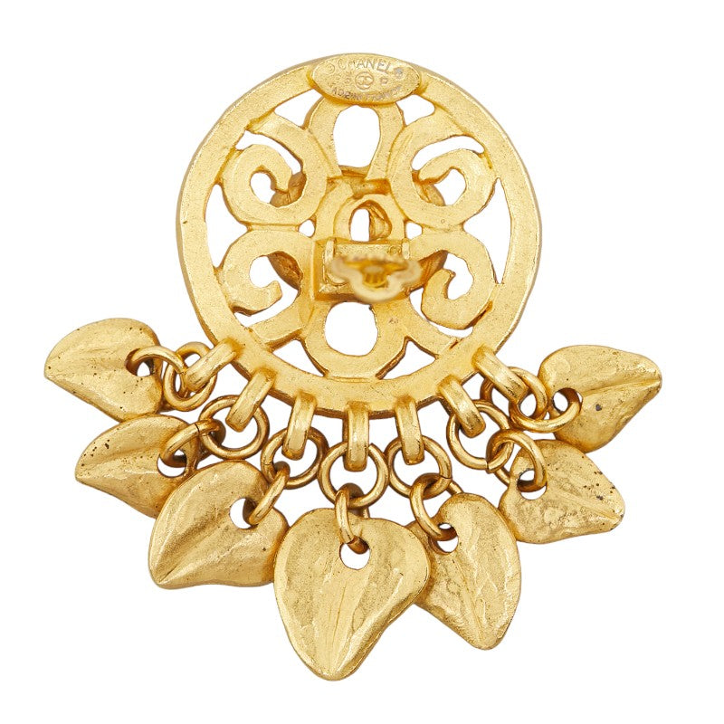 Chanel Vintage Coco Mark Swing Earrings Gold Plated