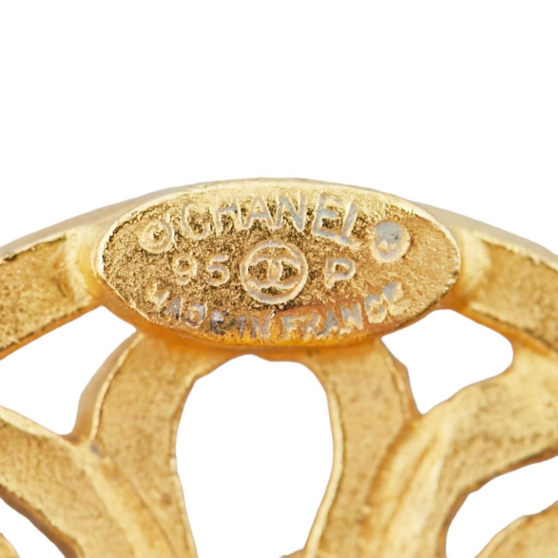 Chanel Vintage Coco Mark Swing Earrings Gold Plated