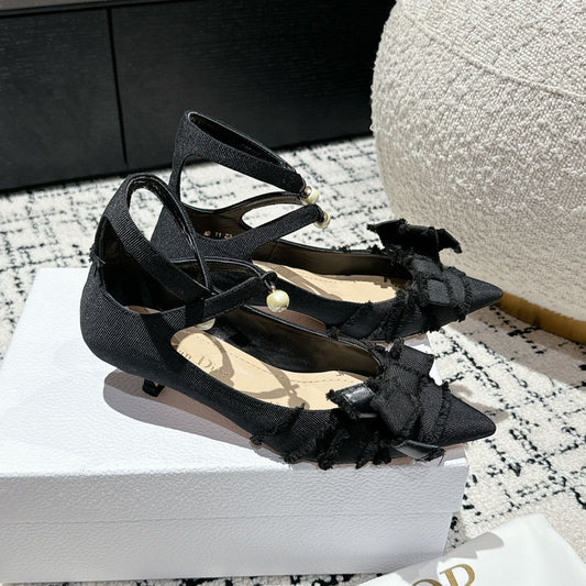 Luxury DiorA DIORable pump 45 Black Fringed Grosgrain