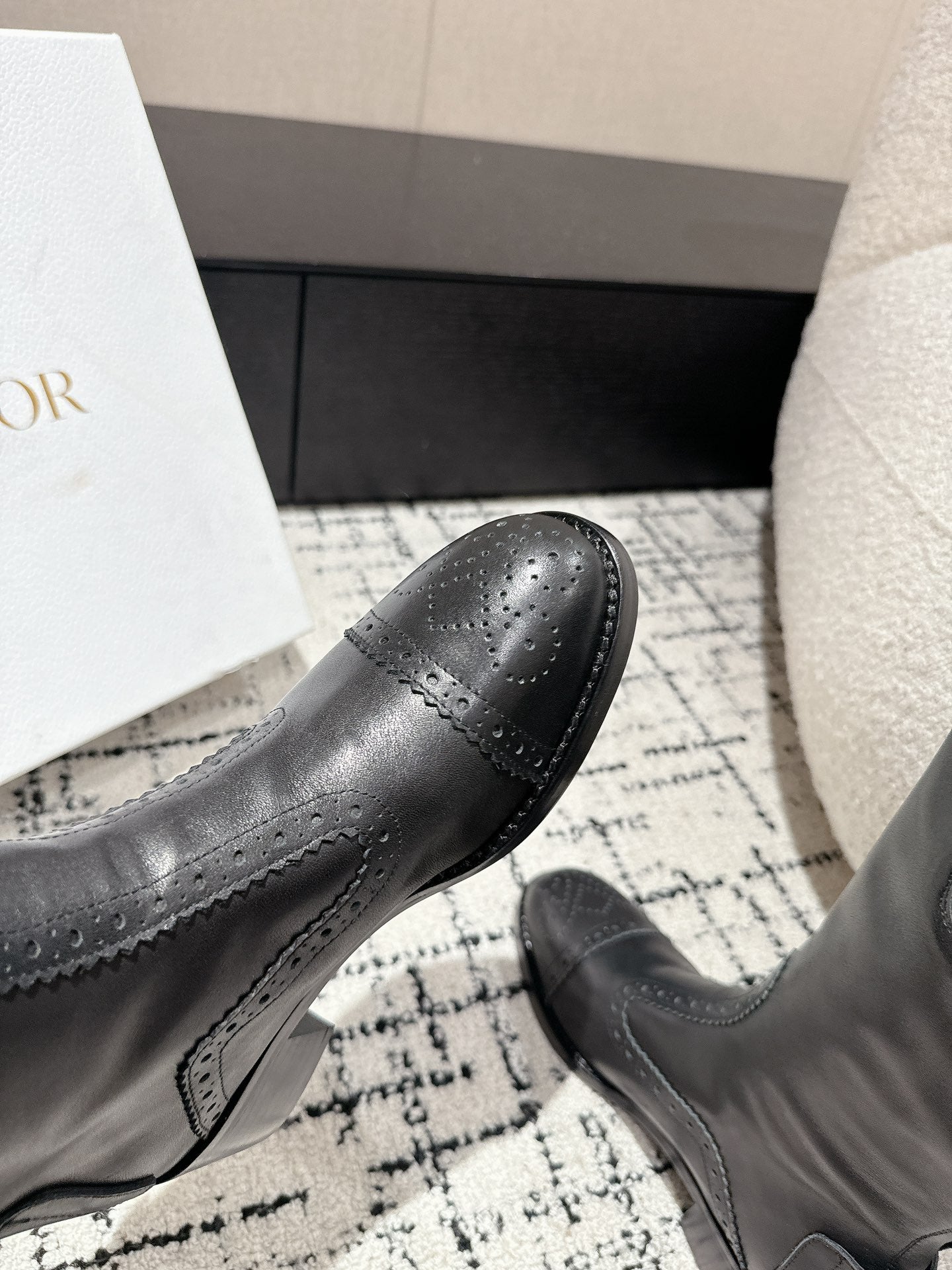 Luxury DiorHigh Boots Black Classic Pattern Calfskin