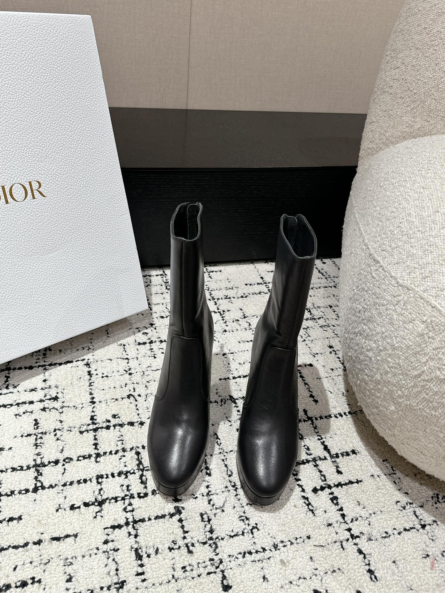 Luxury DiorAnkle Boots 100mm Black Lambskin