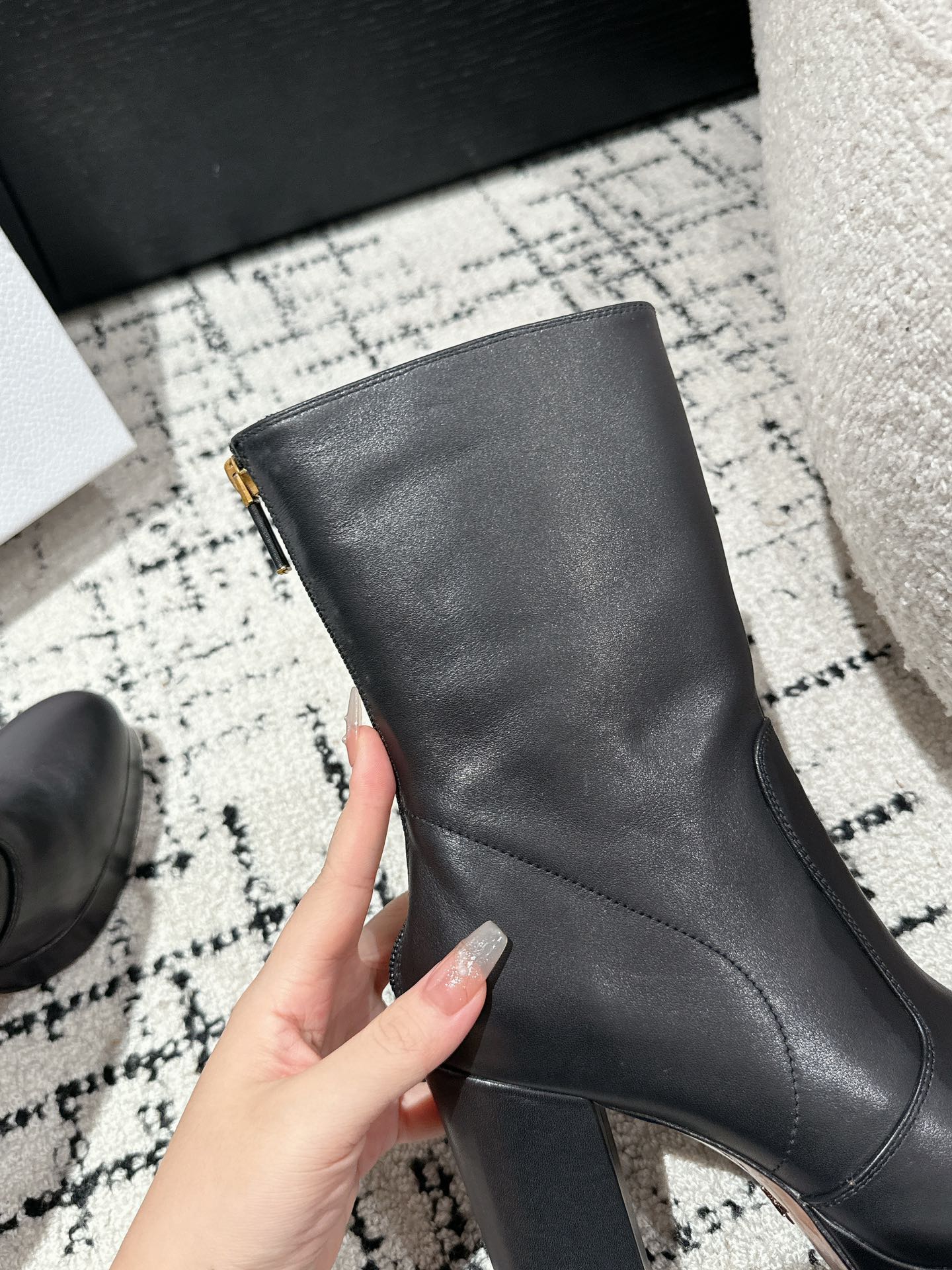 Luxury DiorAnkle Boots 100mm Black Lambskin