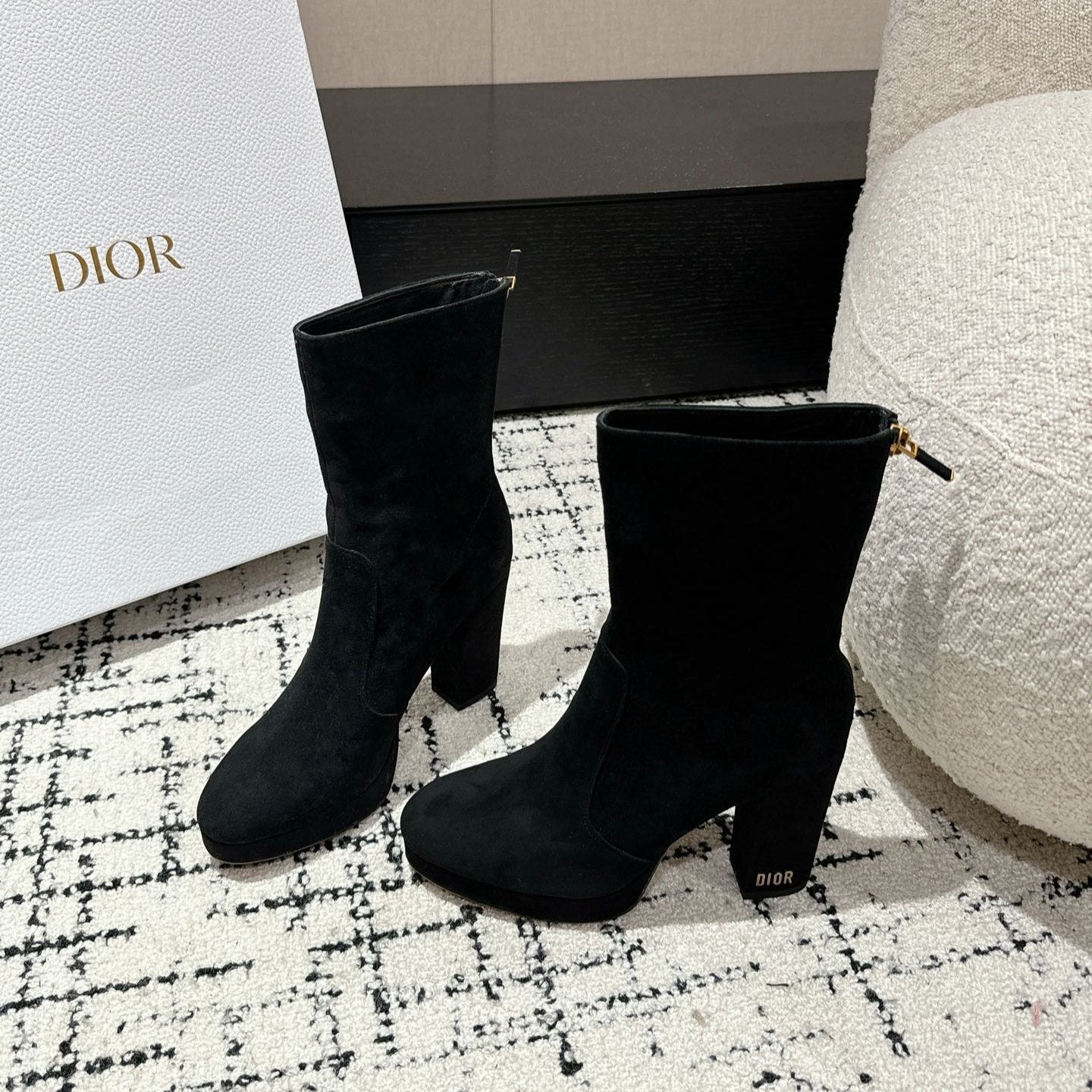 Luxury DiorAnkle Boots 100mm Black Suede