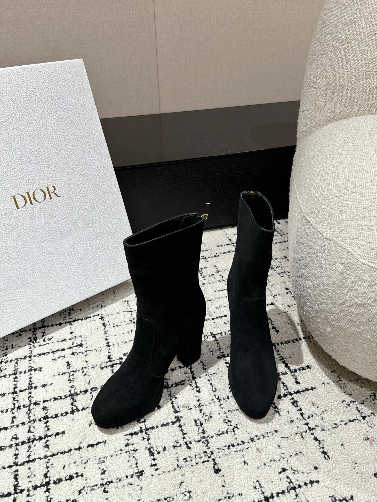 Luxury DiorAnkle Boots 100mm Black Suede