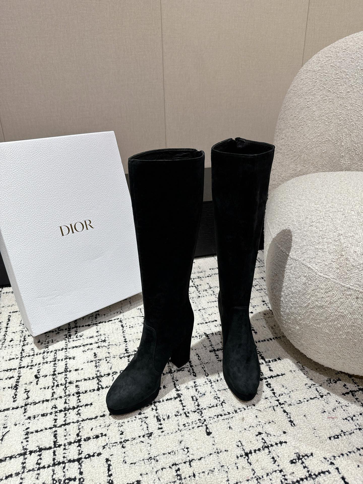 Luxury DiorHigh Boots 100mm Black Suede