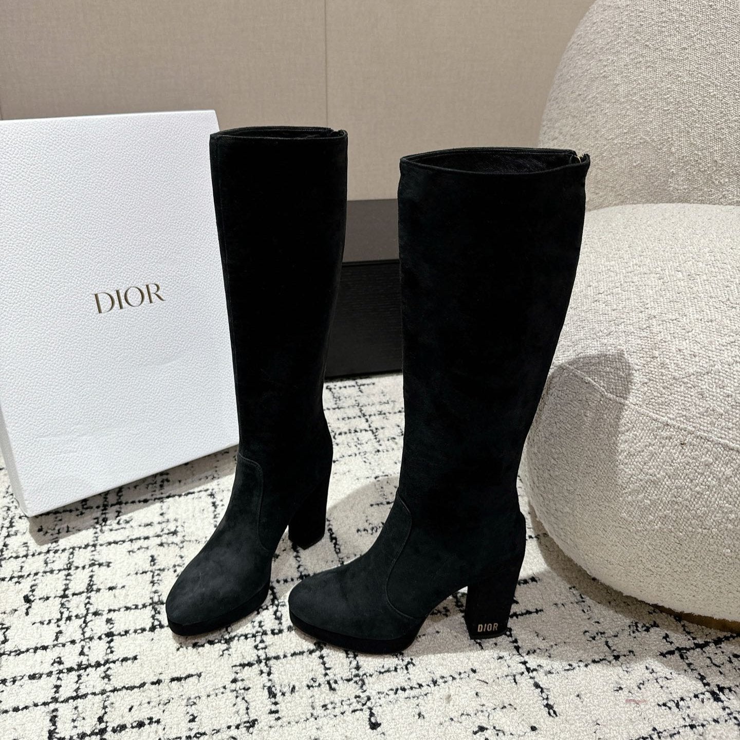 Luxury DiorHigh Boots 100mm Black Suede