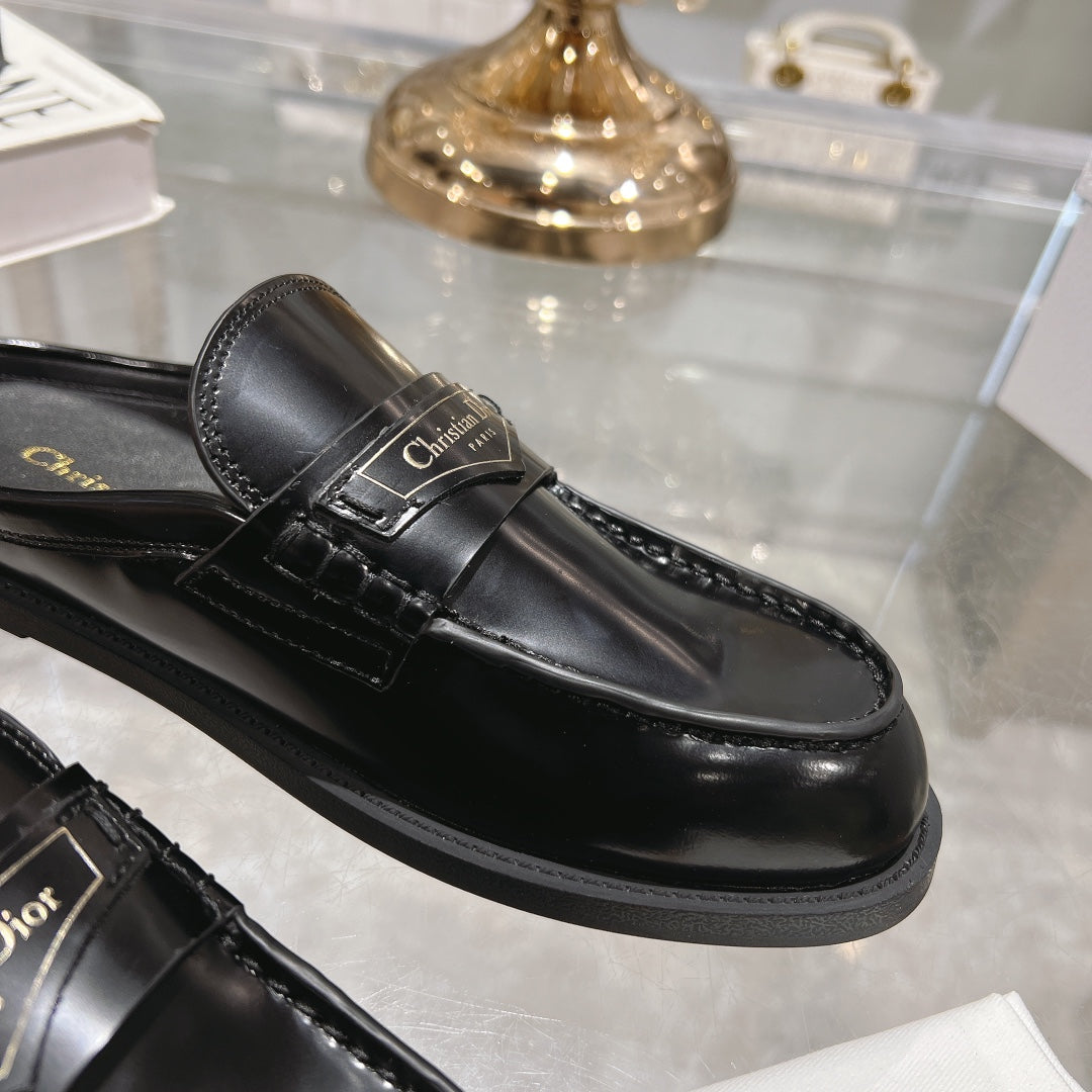 Luxury DiorBoy Mule In Black Glossy Calfskin  996453