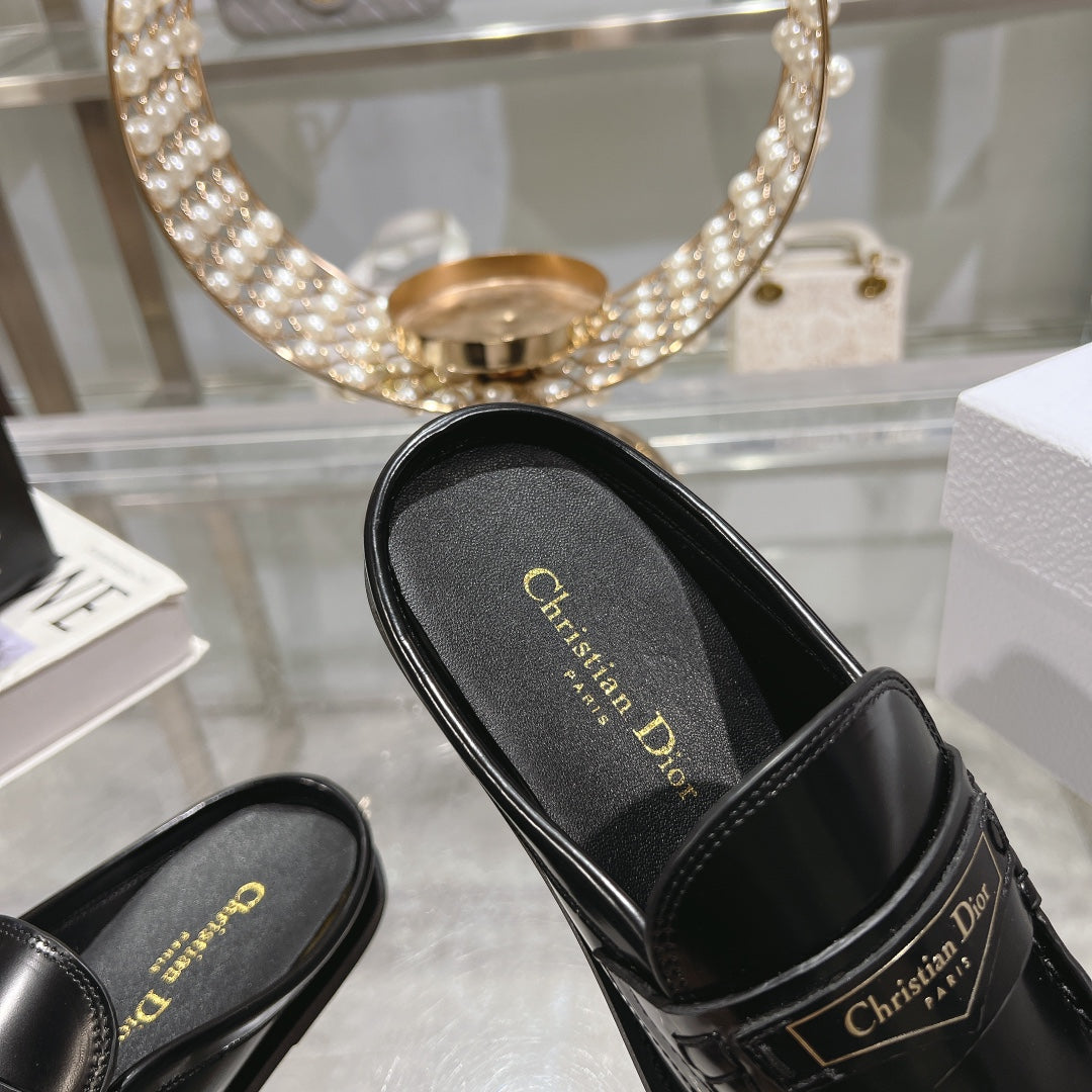 Luxury DiorBoy Mule In Black Glossy Calfskin  996453