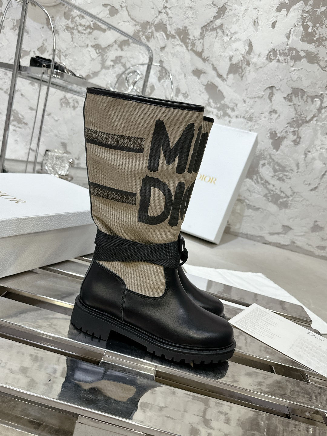 Luxury DiorD-Major Boot In Light Brown Canvas 100574