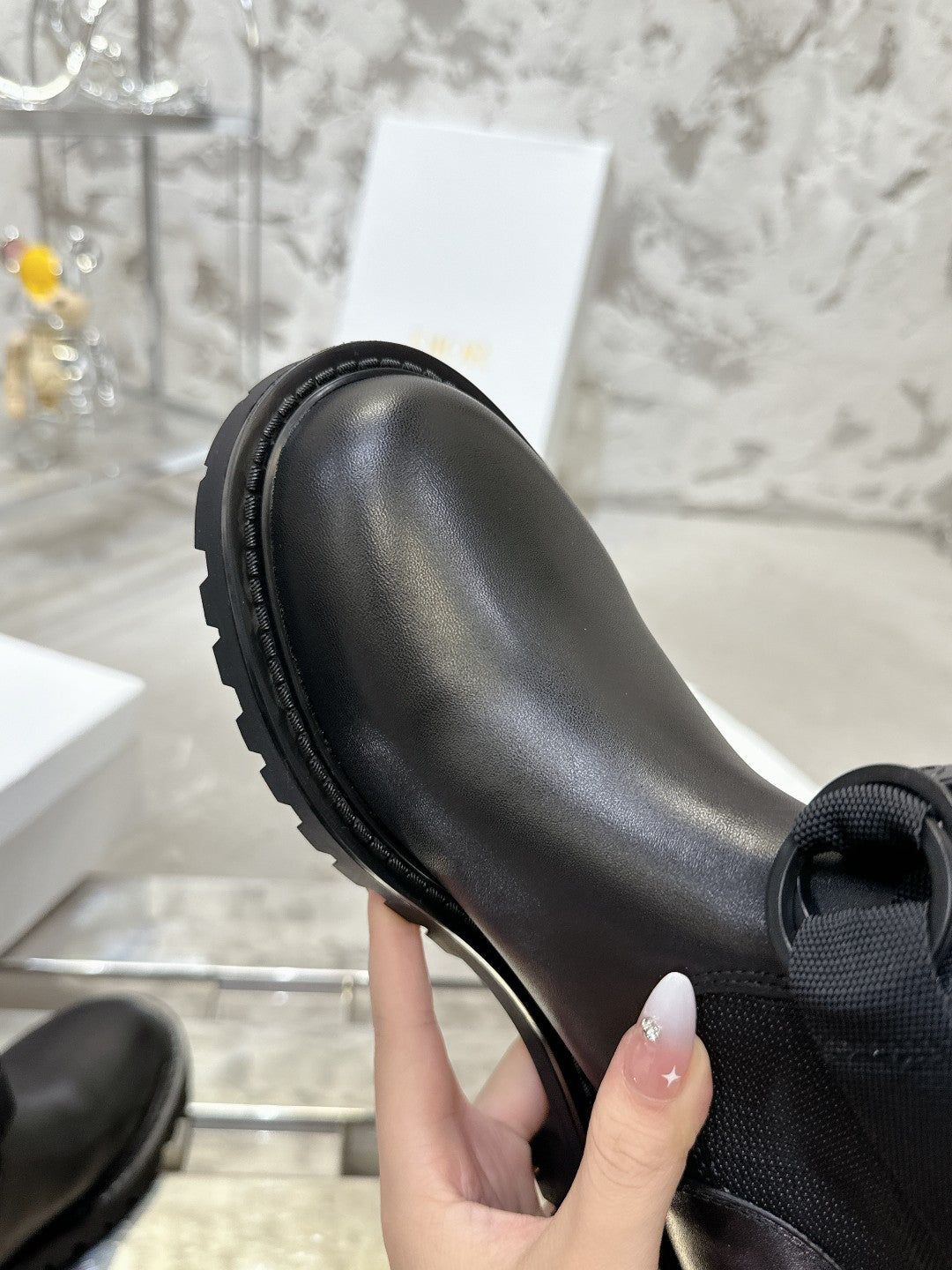 Luxury DiorD-Major Boot In Black Mix White Denim Fabric 100566