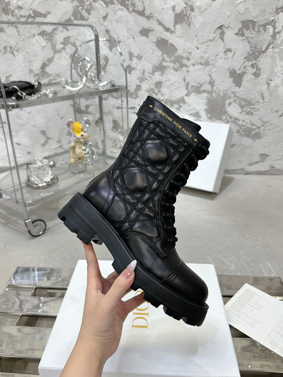 Luxury DiorD-Unit Ankle Boot In Black Cowhide 100583