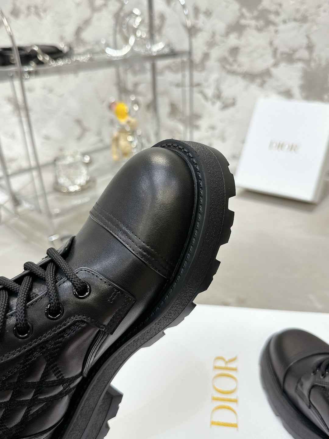 Luxury DiorD-Unit Ankle Boot In Black Cowhide 100583