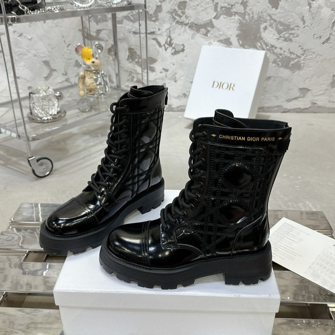 Luxury DiorD-Unit Ankle Boot In Black Glossy Cowhide 100585