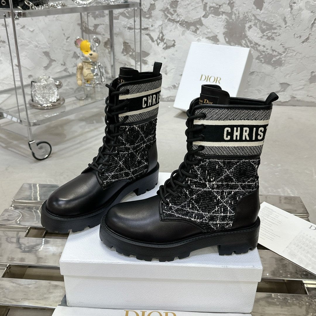 Luxury DiorD-Major Ankle Boot In Black Tweed 100592