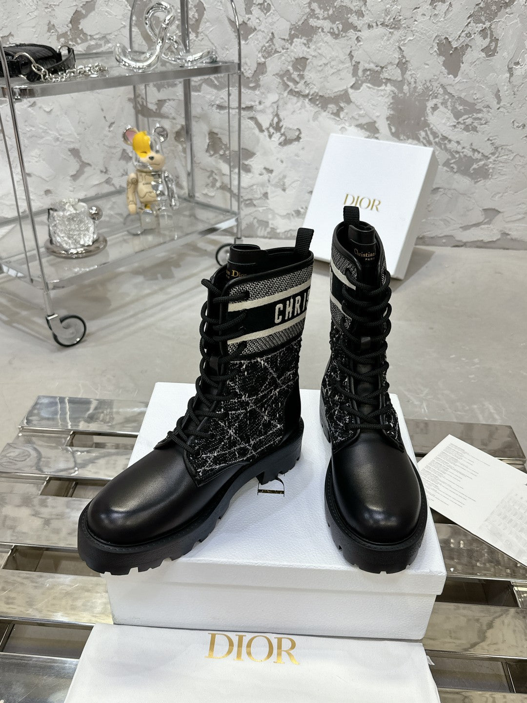 Luxury DiorD-Major Ankle Boot In Black Tweed 100592