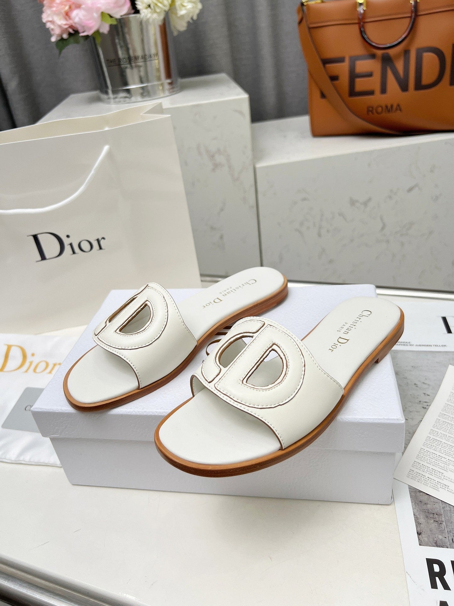 Luxury Dior25 D-Club Slide Calfskin
