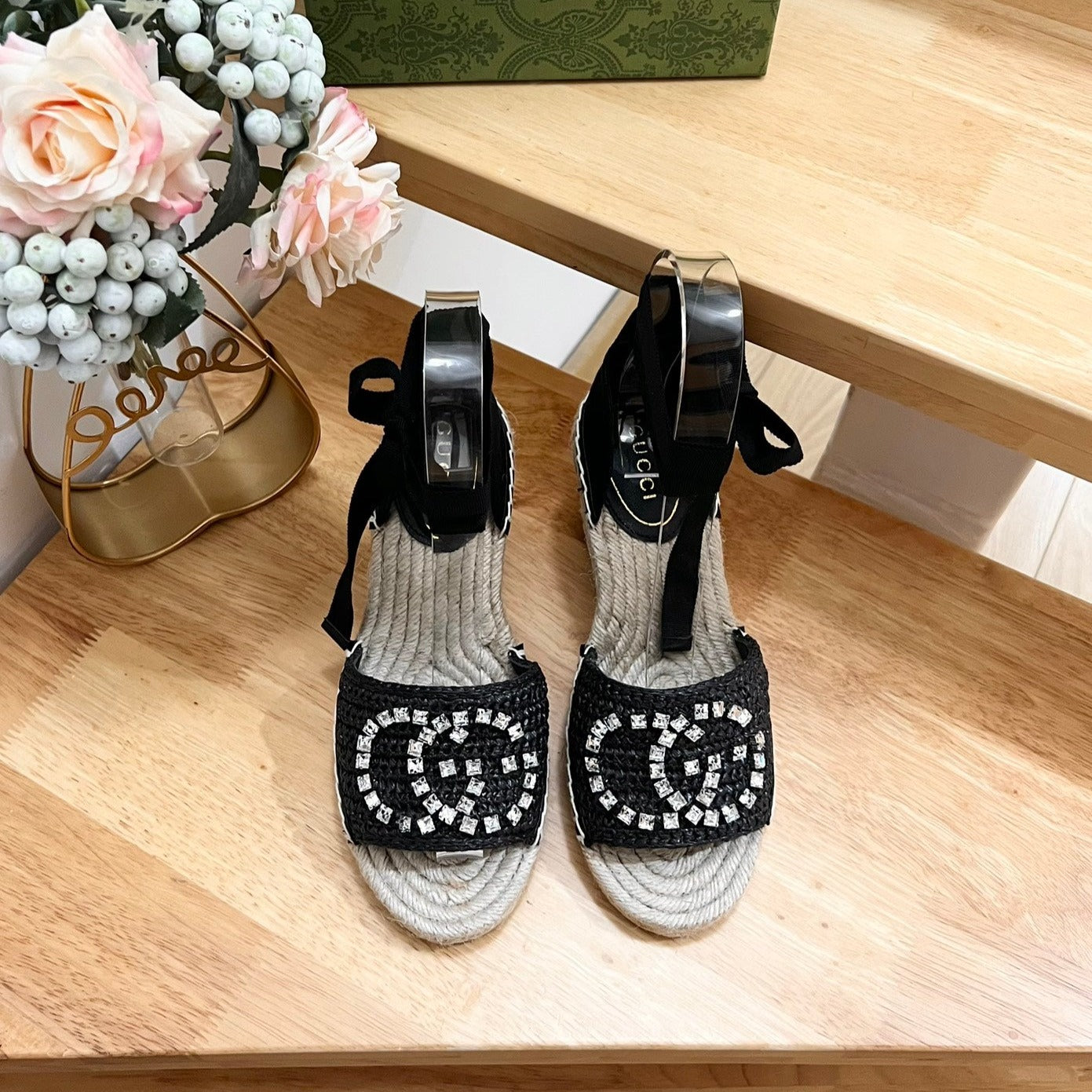 Luxury Gucci GG  Women High Sandal Shoes Black
