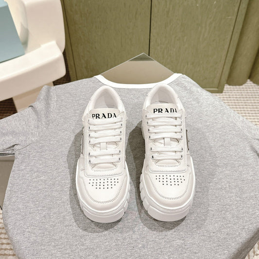 Luxury PradaFLATFORM SNEAKERS WHITE CALFSKIN