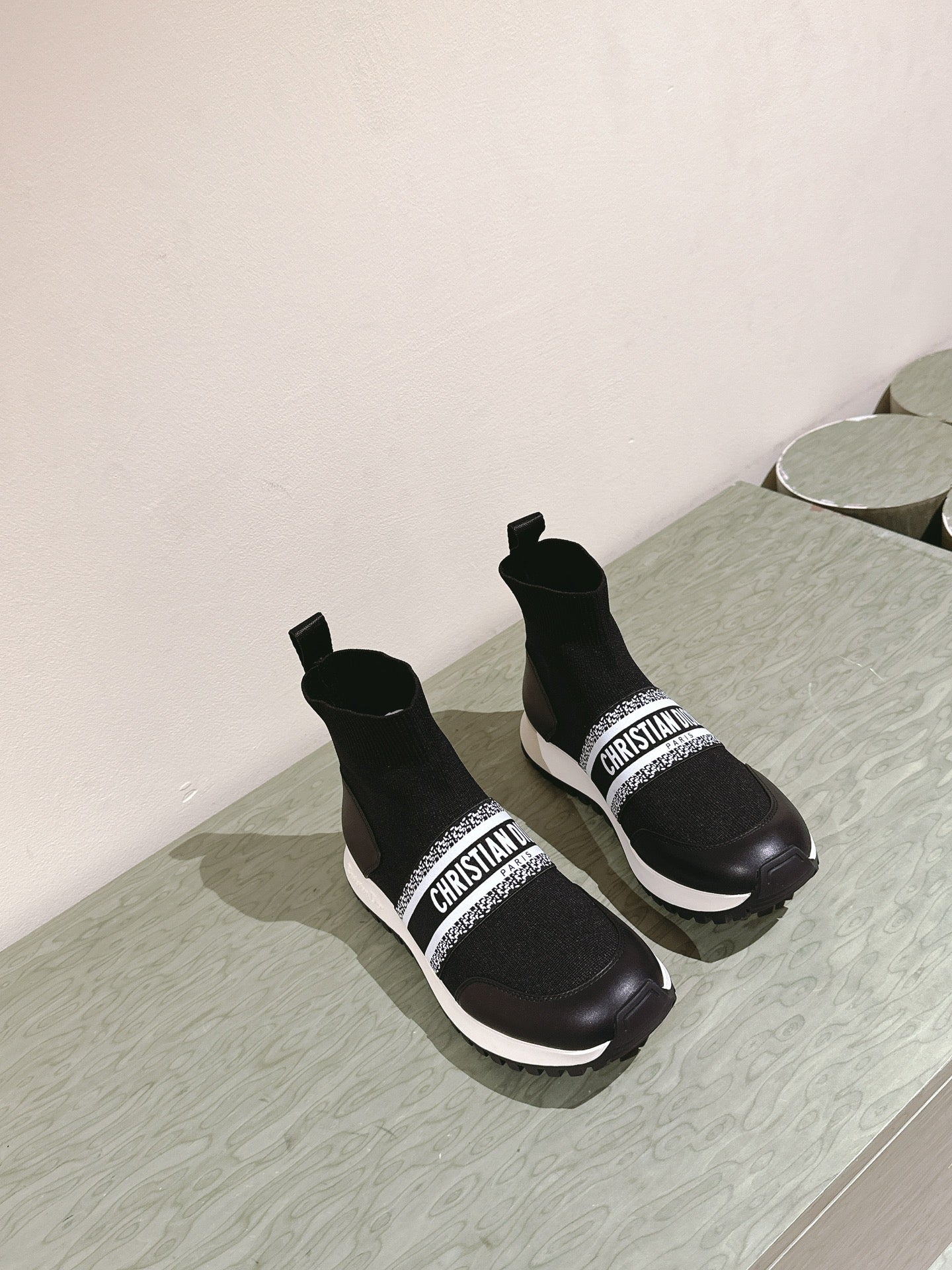 Luxury DiorHigh-Top Sneaker 40mm Black Stretch Wool And Lambskin