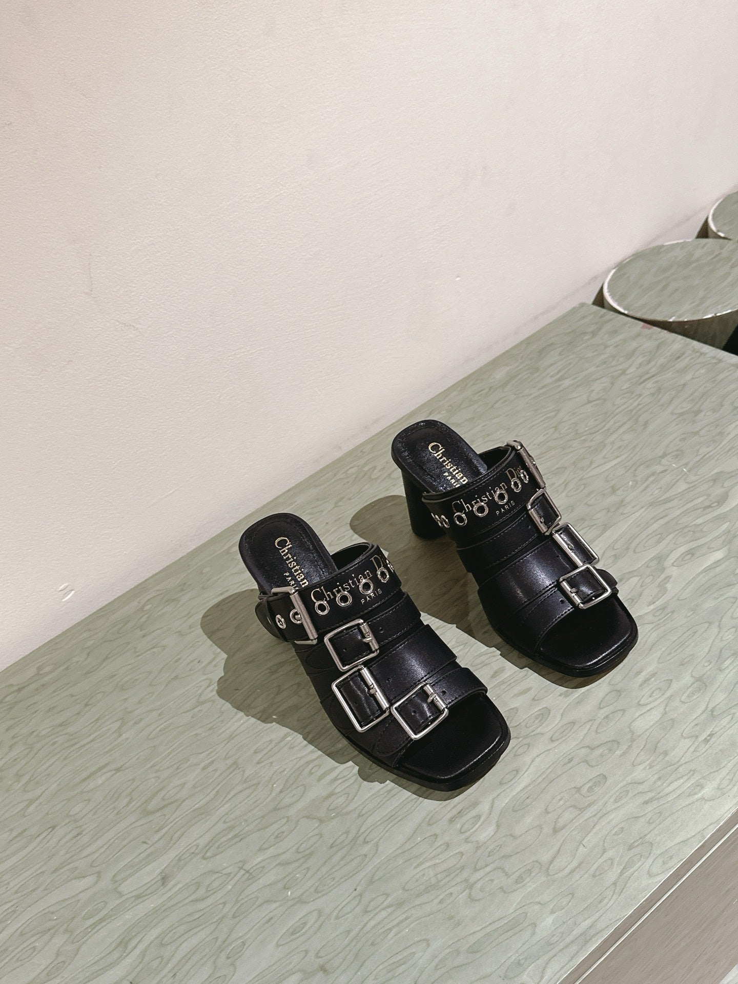Luxury Dior25 Punk Heeled Slide Lambskin with Leather Buckle 241956