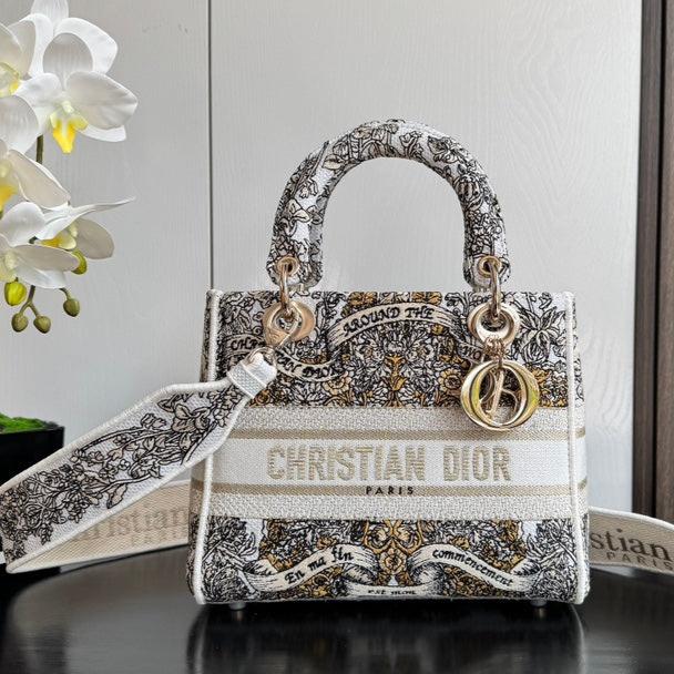 Luxury DiorLady 24 Beige Canvas Around The World Beige