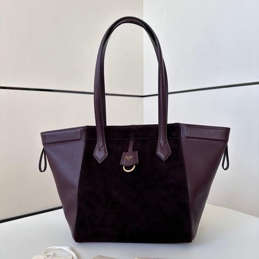 Luxury FendiORIGAMI MEDIUM 27 IN WINE RED LAMBSKIN AND SUEDE