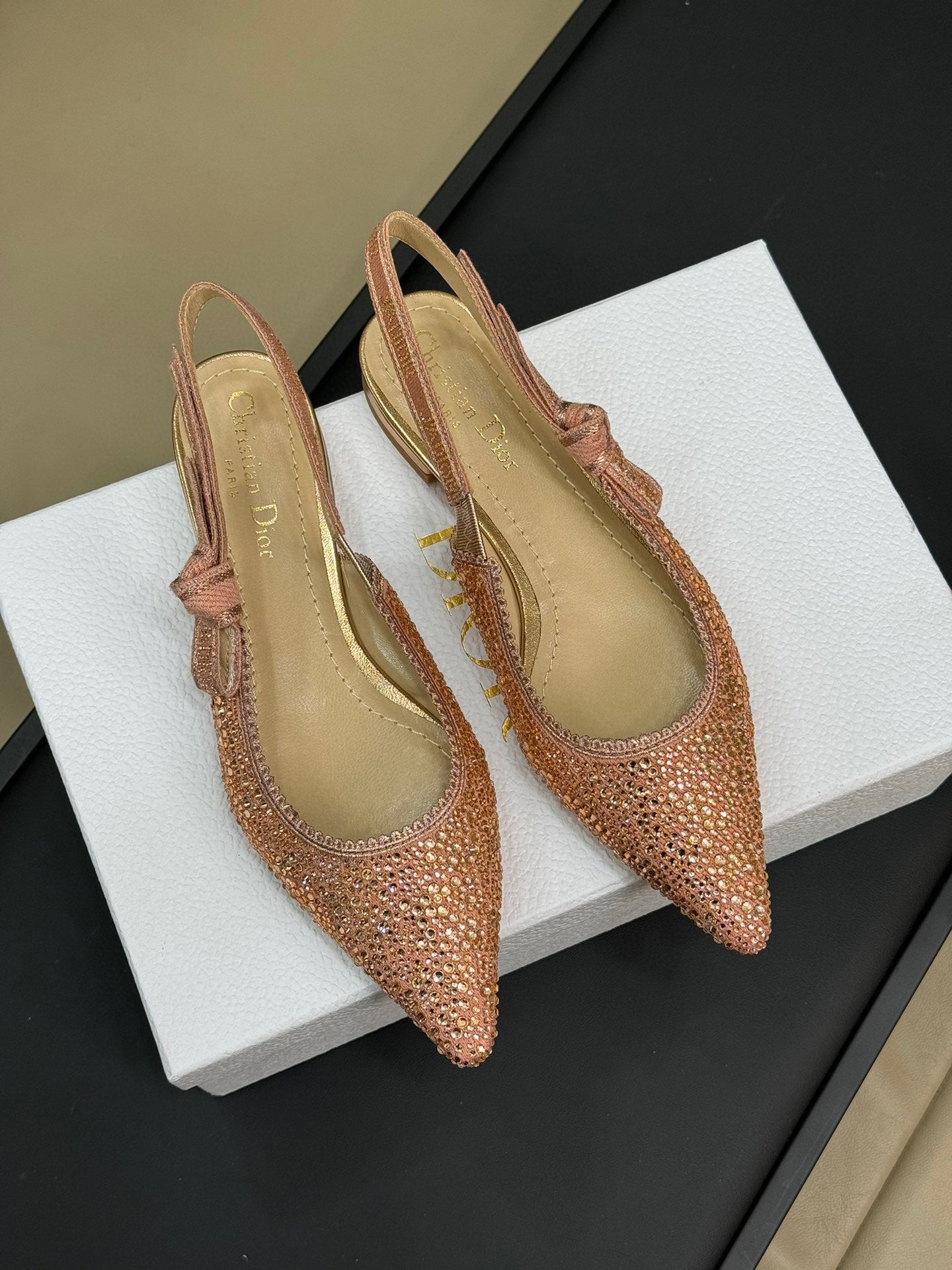 Luxury DiorJ'A Luxury DiorSlingback Pink-tone Cotton Microbeads