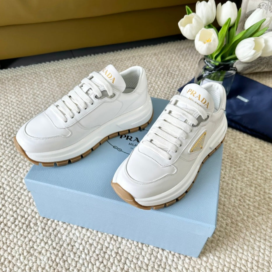 Luxury PradaTHICK SOLE SNEAKER WHITE CALFSKIN