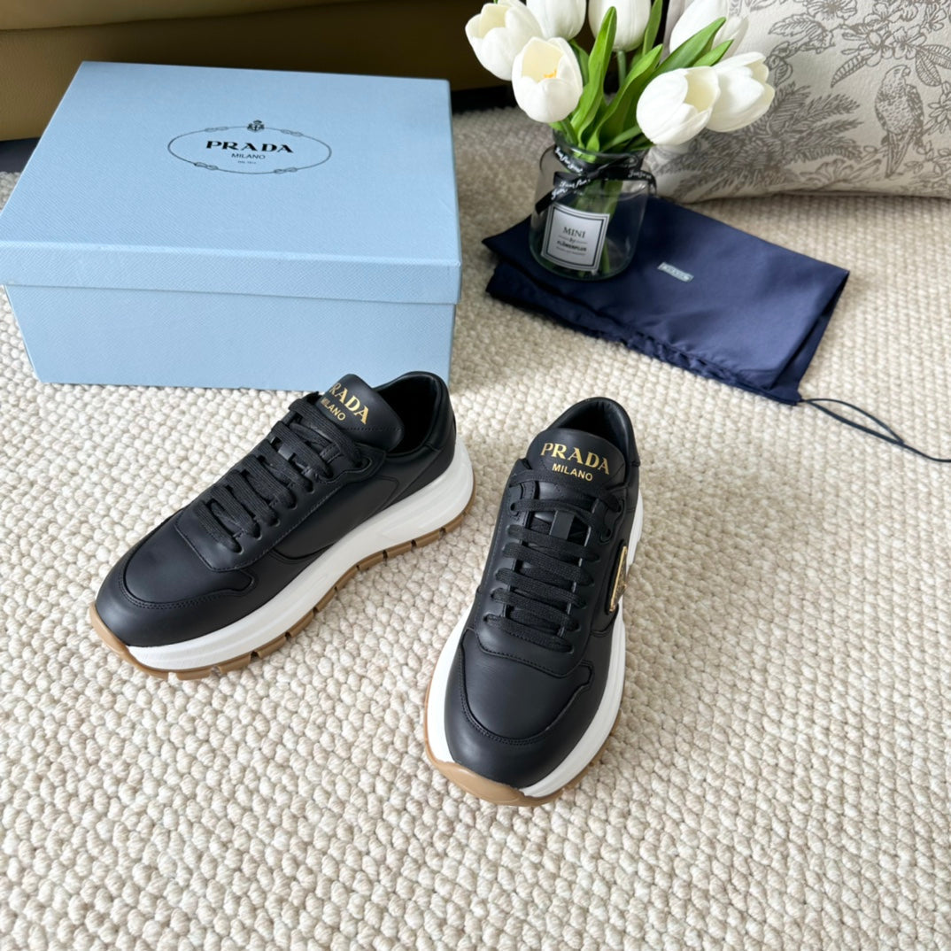 Luxury PradaTHICK SOLE SNEAKER BLACK CALFSKIN