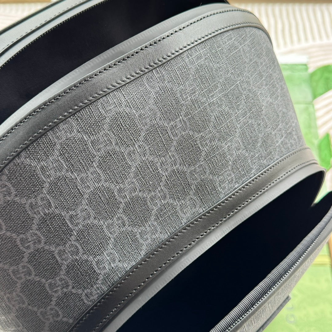 Luxury Gucci BACKPACK 44 IN GRAY MONOGRAM CANVAS AND BLACK LEATHER TRIM