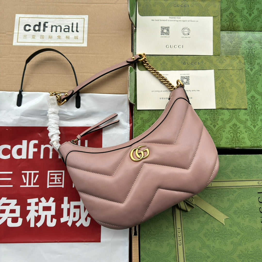 Luxury Gucci MARMONT SHOULDER BAG 26 IN NUDE PINK CALFSKIN