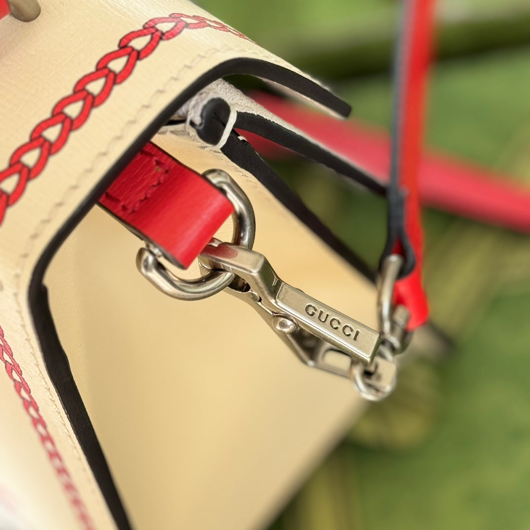 Luxury Gucci DYONYSUS SMALL TOP HANDLE BAG 24 IN BEIGE MIX RED CALFSKIN DRAGON PRINT
