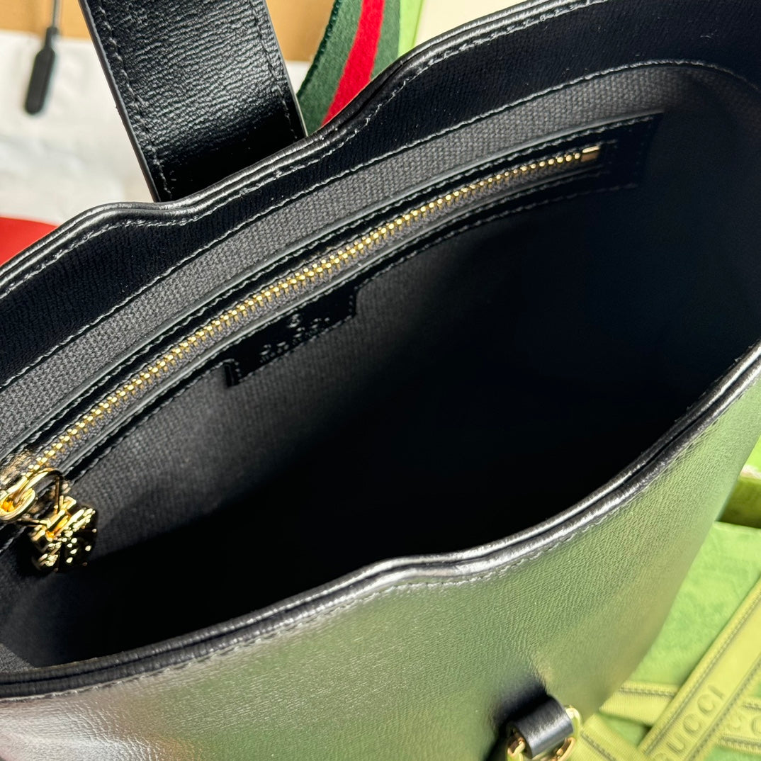 Luxury Gucci MINI BUCKET SHOULDER BAG 20 IN BLACK CALFSKIN GOLD HARDWARE