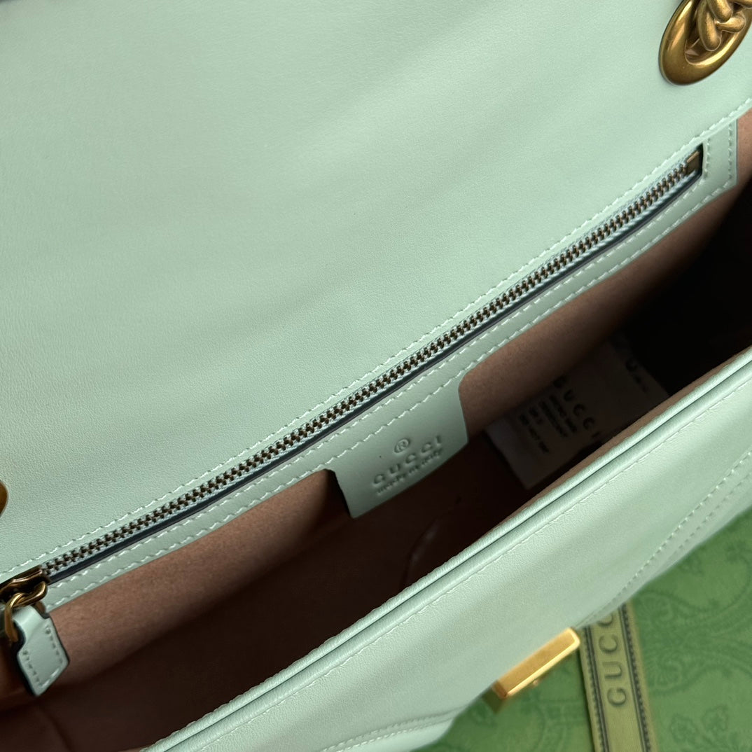 Luxury Gucci gg marmont 26cm turquoise calfskin gold hardware