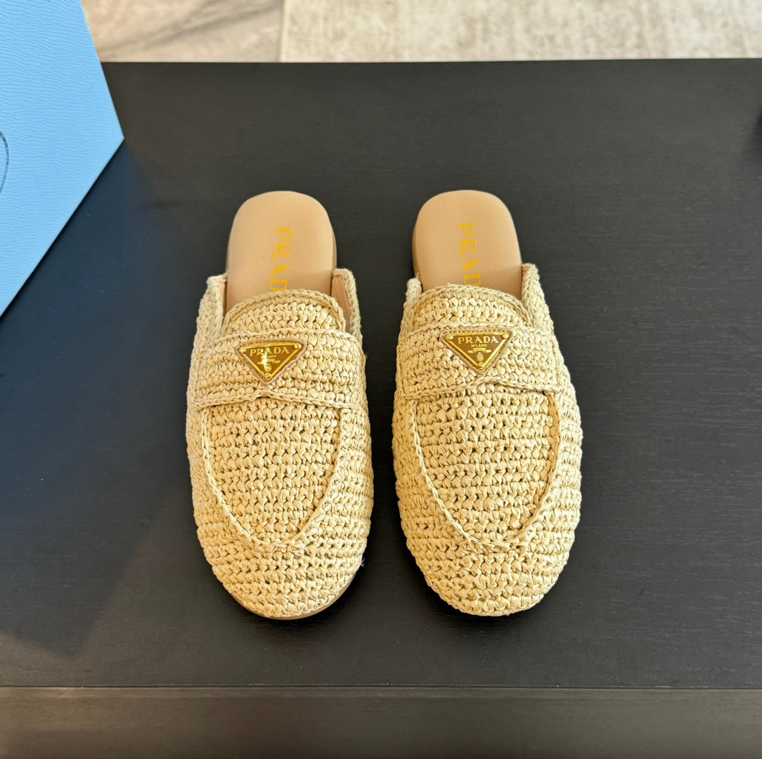 Luxury PradaCROCHET SPECIAL MULES BEIGE LAMBSKIN