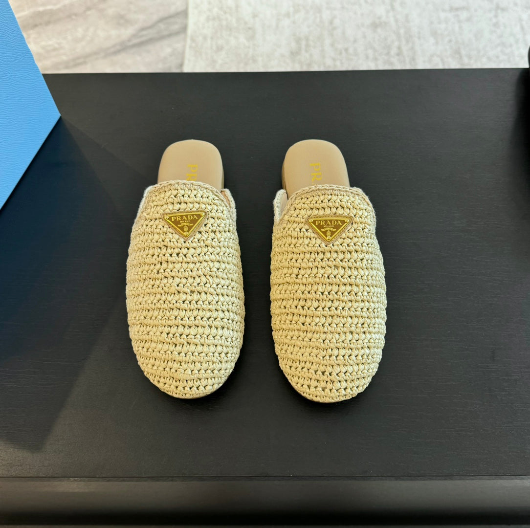 Luxury PradaCROCHET MULES BEIGE LAMBSKIN