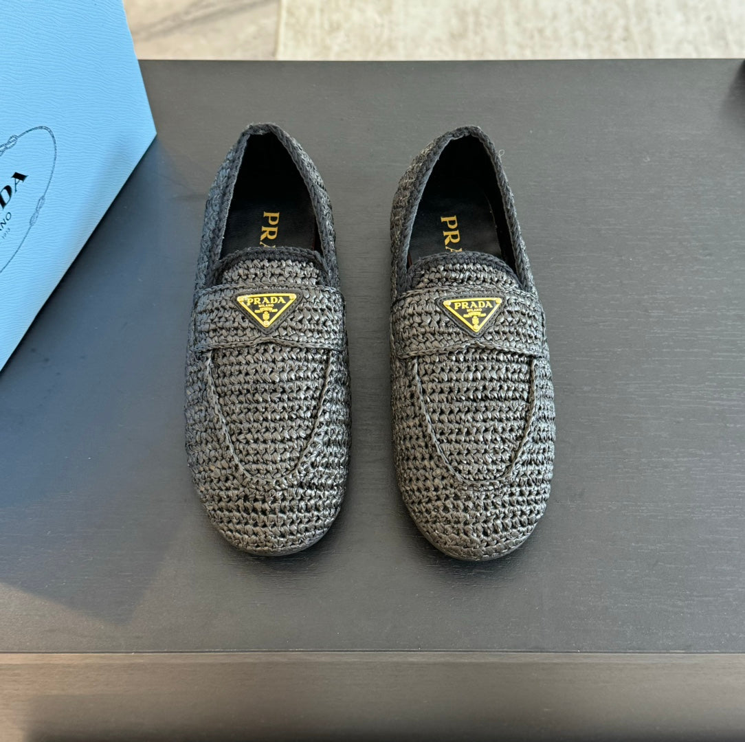 Luxury PradaCROCHET LOAFERS BLACK CALFSKIN